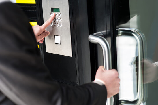 businessman using security lock